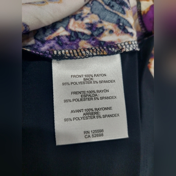 Ellen Tracy Tie Dye Sleeveless Lightweight Cowl Neck Feminine Dress Women's Sz L - Picture 8 of 10